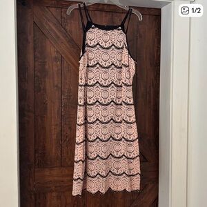 Guess Pink and Black Lace Mini Dress